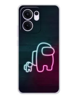 Чехол для OPPO A5x 5G с картинкой «Among Us неон-арт»