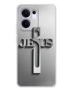 Чехол для OPPO A5x 5G с картинкой «Металлический крест Jesus»
