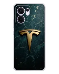 Чохол для OPPO A5x 5G з картинкою «Мармурова Tesla Gold»