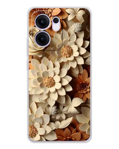Чехол для OPPO A5x 5G с картинкой «Бежевый флористический декор»