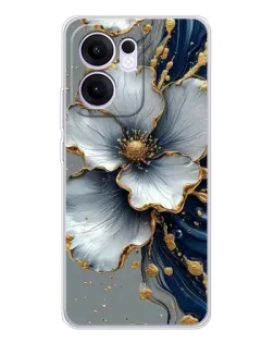 Чохол для OPPO A5x 5G з картинкою «Біла квітка та золотий флюїд» Чохол для OPPO A5x 5G з картинкою «Біла квітка та золотий флюїд»