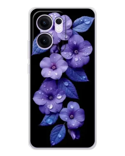 Чехол для OPPO A5x 5G с картинкой «Фиолетовые цветы с росою»