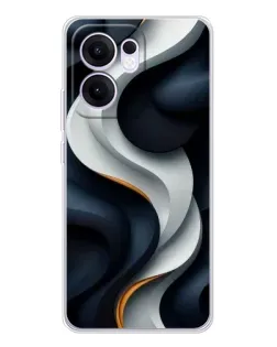 Чехол для OPPO A5x 5G с картинкой «Объемные черно-белые ленты» Чехол для OPPO A5x 5G с картинкой «Объемные черно-белые ленты»