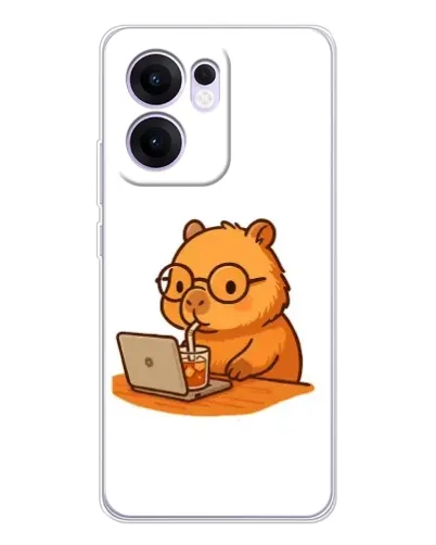 Чехол для OPPO A5x 5G с картинкой «Капибара с ноутбуком»