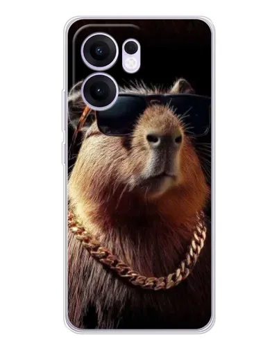 Чехол для OPPO A5x 5G с картинкой «Капибара золотая цепь»