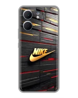 Чехол для OPPO A5x с картинкой «Золотой Nike на металле»