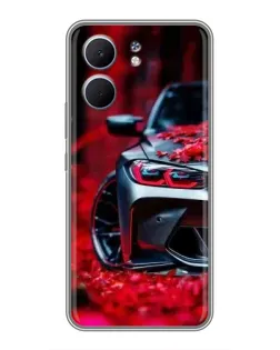 Чехол для OPPO A5x с картинкой «Спортивная BMW и цветы»