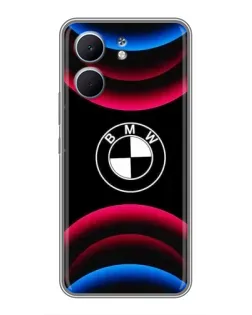 Чехол для OPPO A5x с картинкой «Логотип BMW и неоновые дуги»