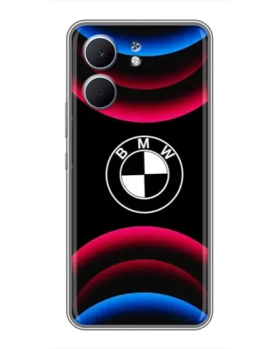Чехол для OPPO A5x с картинкой «Логотип BMW и неоновые дуги»