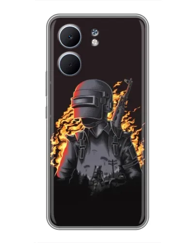 Чехол для OPPO A5x с картинкой «PUBG — огненный силуэт»