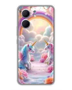 Чехол для OPPO A5x с картинкой «Радуга и единороги»
