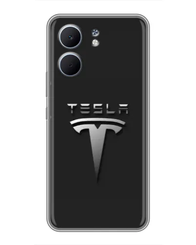 Чехол для OPPO A5x с картинкой «Стальной логотип Tesla»