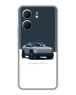 Чехол для OPPO A5x с картинкой «Серебристый Cybertruck Tesla»