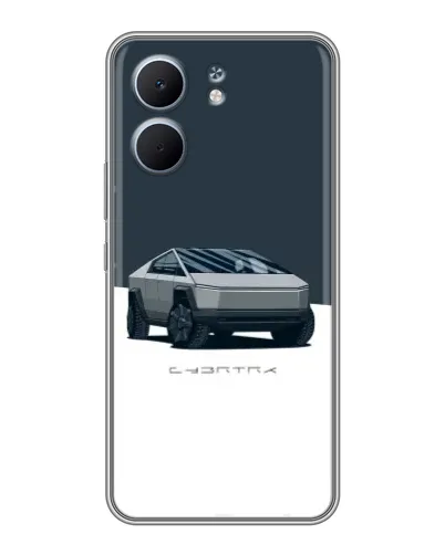 Чехол для OPPO A5x с картинкой «Серебристый Cybertruck Tesla»