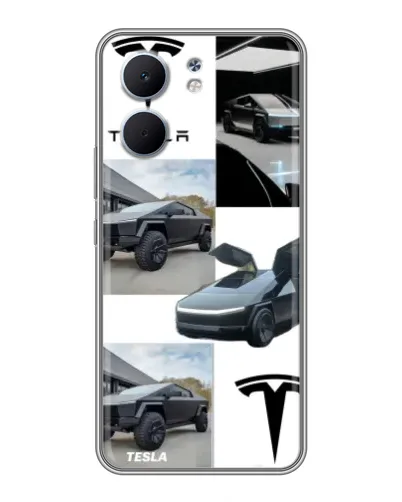 Чехол для OPPO A5x с картинкой «Коллаж Cybertruck Tesla»
