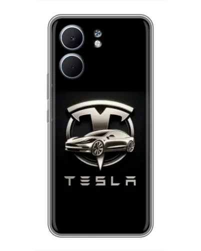 Чехол для OPPO A5x с картинкой «Tesla — серебристое авто»