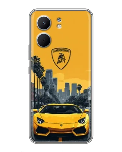 Чехол для OPPO A5x с картинкой «Желтый Lamborghini город»
