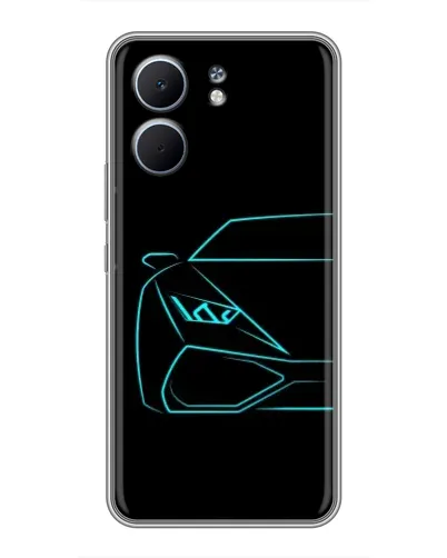 Чехол для OPPO A5x с картинкой «Голубой силуэт Lamborghini»
