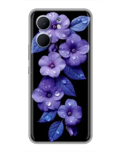Чохол для OPPO A5x з картинкою «Фіолетові квіти з росою»