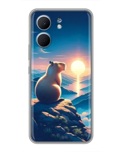 Чехол для OPPO A5x с картинкой «Закат солнца с капибарой»