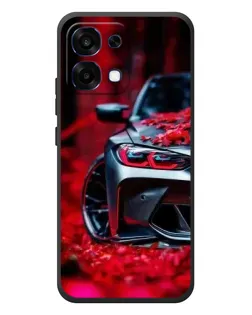 Чехол для OPPO A6 Pro с картинкой «Спортивная BMW и цветы»