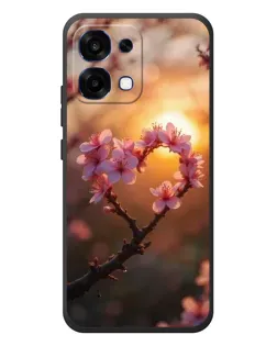 Чехол для OPPO A6 Pro с картинкой «Розовый цвет сердце на фоне заката»