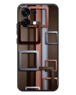 Чехол для OPPO A6 Pro с картинкой «Коричневые объемные квадраты»