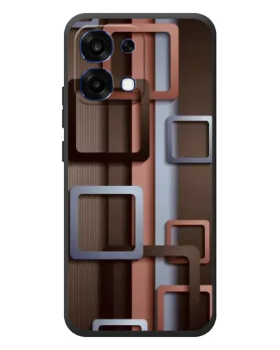Чехол для OPPO A6 Pro с картинкой «Коричневые объемные квадраты»