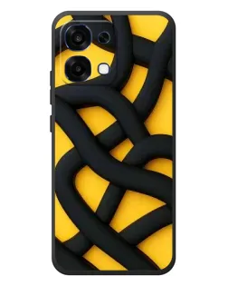 Чехол для OPPO A6 Pro с картинкой «Черное желтое переплетение»