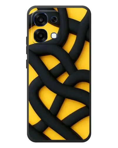 Чехол для OPPO A6 Pro с картинкой «Черное желтое переплетение»