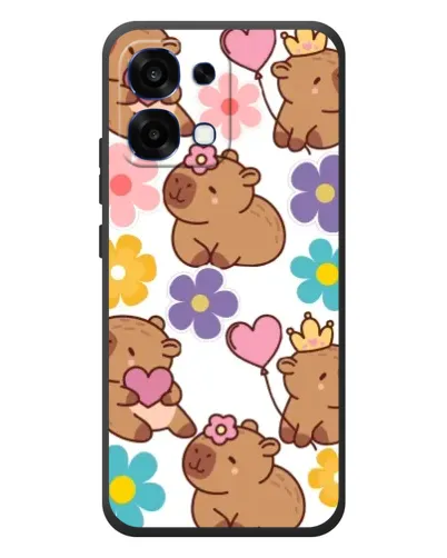 Чехол для OPPO A6 Pro с картинкой «Цветочный паттерн капибар»