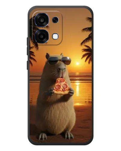 Чехол для OPPO A6 Pro с картинкой «Капибара с пиццей»