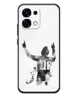 Чехол для OPPO A6 Pro с картинкой «Черно-белый силуэт Месси»