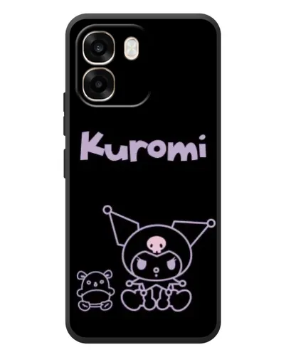 Чехол для OPPO A6 с картинкой «Kuromi — черный минимализм»