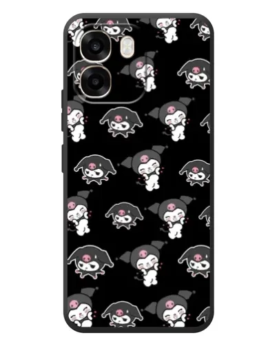 Чехол для OPPO A6 с картинкой «Черный паттерн Kuromi»