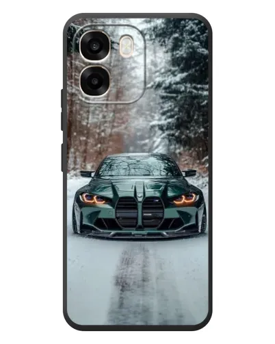 Чохол для OPPO A6 з картинкою «BMW у зимовому лісі»