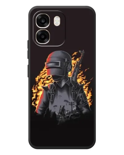 Чохол для OPPO A6 з картинкою «PUBG — вогняний силует»