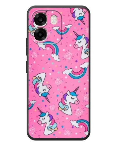 Чехол для OPPO A6 с картинкой «Unicorn паттерн розовый»