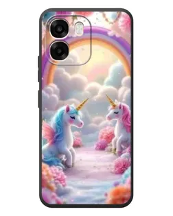 Чехол для OPPO A6 с картинкой «Радуга и единороги»