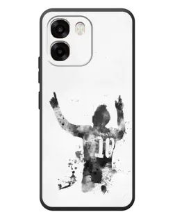 Чохол для OPPO A6 з картинкою «Чорно-білий силует Мессі»