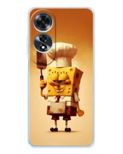 Чехол для OPPO A60 5G с картинкой «Губка Боб повар»