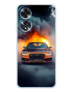 Чехол для OPPO A60 5G с картинкой «Audi в огненном дыму»