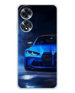 Чехол для OPPO A60 с картинкой «Голубая BMW M4»