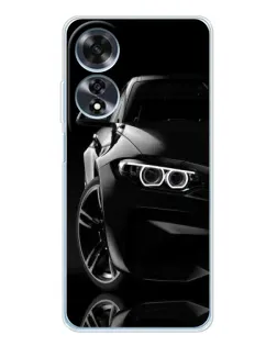 Чехол для OPPO A60 с картинкой «Черная BMW — профиль»