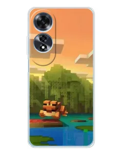 Чохол для OPPO A60 з картинкою «Майнкрафт захід сонця»