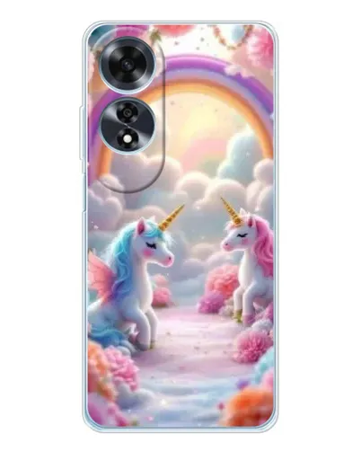 Чехол для OPPO A60 с картинкой «Радуга и единороги» Чехол для OPPO A60 с картинкой «Радуга и единороги»