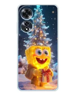 Чехол для OPPO A60 с картинкой «Рождественский Спанч Боб»