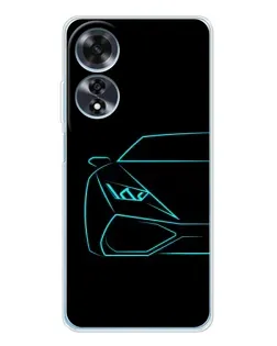 Чохол для OPPO A60 з картинкою «Блакитний силует Lamborghini»