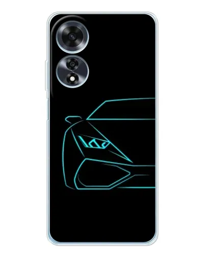 Чохол для OPPO A60 з картинкою «Блакитний силует Lamborghini»