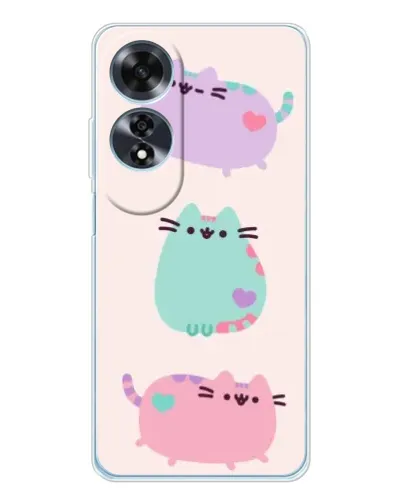 Чохол для OPPO A60 з картинкою «Pusheen тріо»
